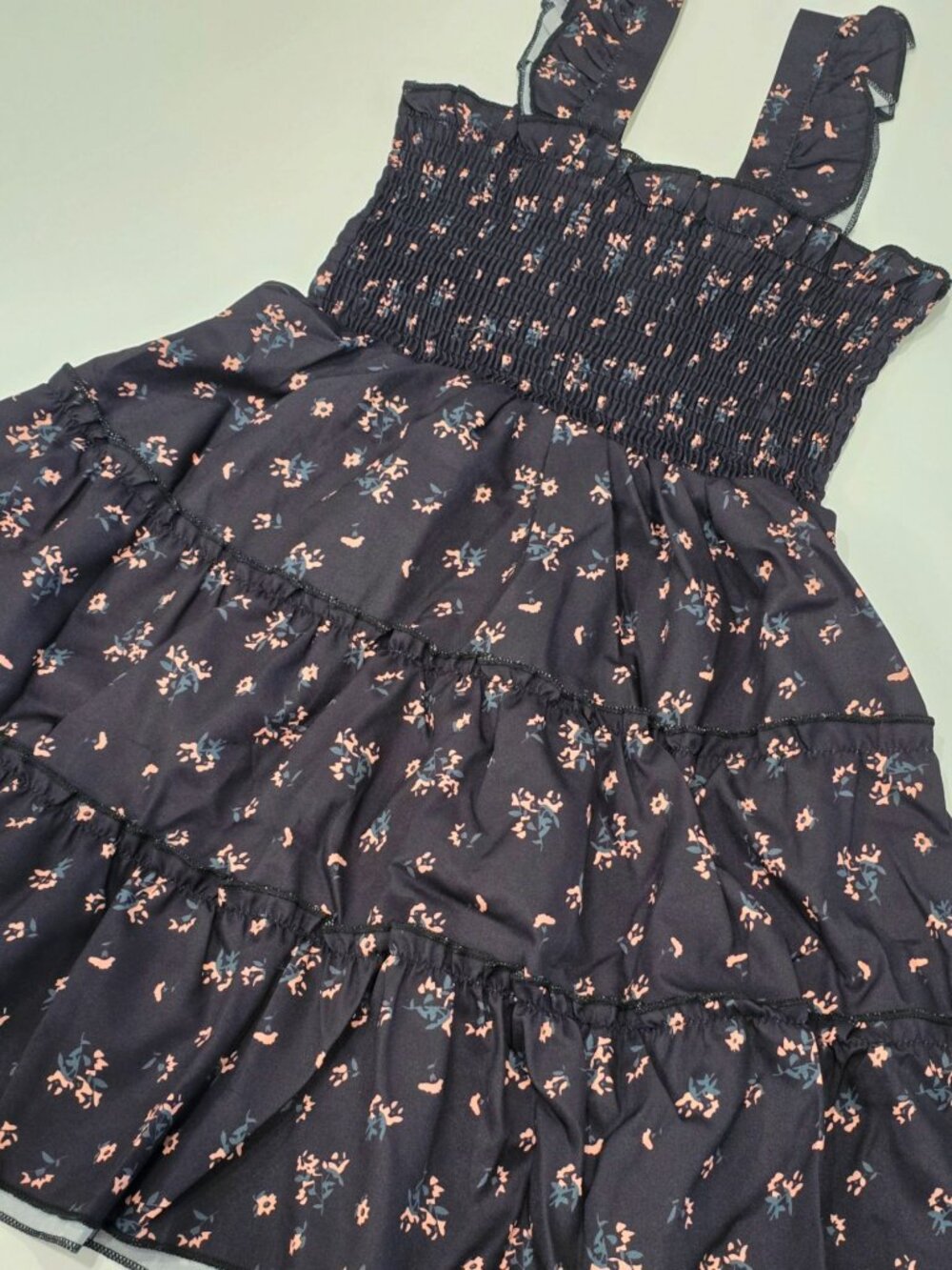 Elladie Kids ✦ Ditsy Floral Sundress ✦ Smocked Ruffle Strap A‑Line Black 5Y NWT - Picture 6 of 9